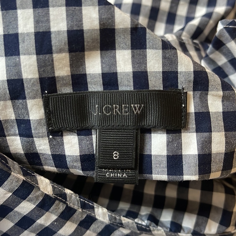 J Crew One Shoulder Gingham Patterned Top - image 2